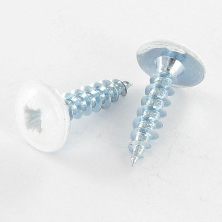 1 x Spanplattenschrauben Flachrundkopfschraube Pozi N°2 4X25 Gesamtgewinde Kopf-Durchmesser 10 Verzinkt RAL9010 reinweiß