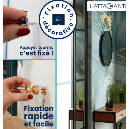 1 x Haken dekorativ Aluminium mit Befestigung für Gipskarton L'ATTACHANTE