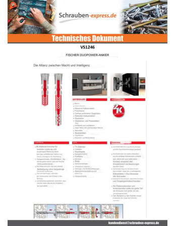 1 x Dübel Nylon DUOPOWER Fischer 10x50 Ohne...