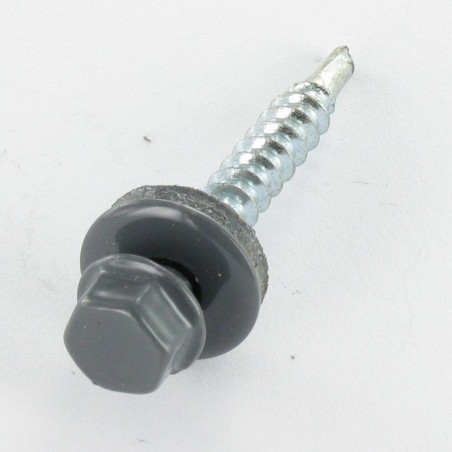 1 x Selbstbohrende Schrauben Sechskantkopf 4,8 x 35 Scheibe mit EPDM Neopren-Dichtung Verzinkt RAL7012 basaltgrau