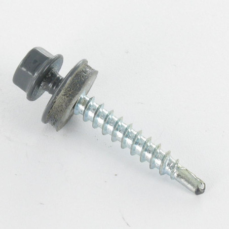 1 x Selbstbohrende Schrauben Sechskantkopf 4,8 x 35 Scheibe mit EPDM Neopren-Dichtung Verzinkt RAL7012 basaltgrau