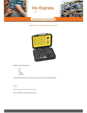 1 x Set mit 61 Biteinsatz STANLEY + 1 Tor...