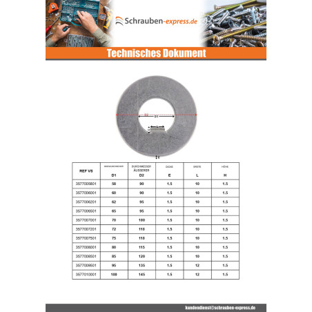1 x Sicherungsscheibe mit Innenzapfen 55x80x1,2 Type F 10 Rohstahl