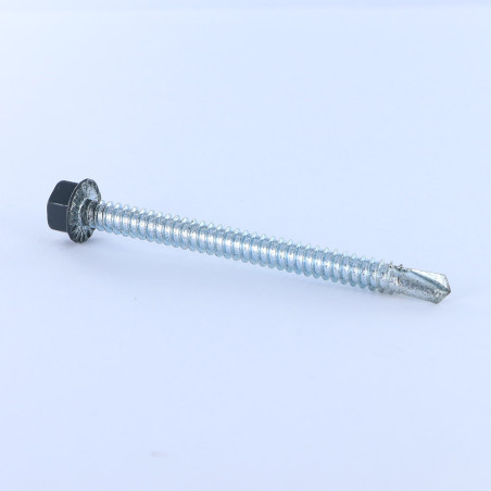 1 x Selbstbohrende Schrauben Sechskantkopf 6,3 x 75 Blechgewinde Verzinkt LAQ RAL7016 anthrazitgrau