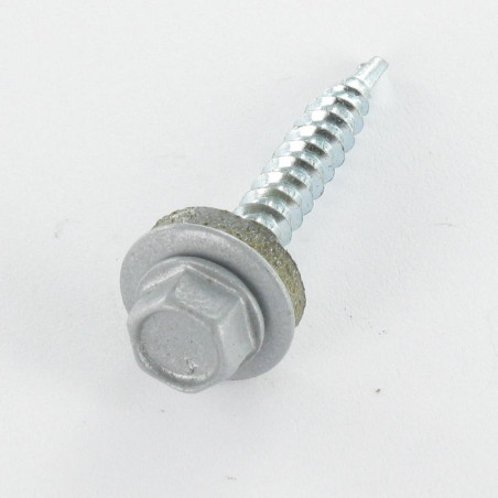 1 x Selbstbohrende Schrauben Sechskantkopf 4,8 x 19 Scheibe mit EPDM Neopren-Dichtung Verzinkt RAL9006 weißaluminium