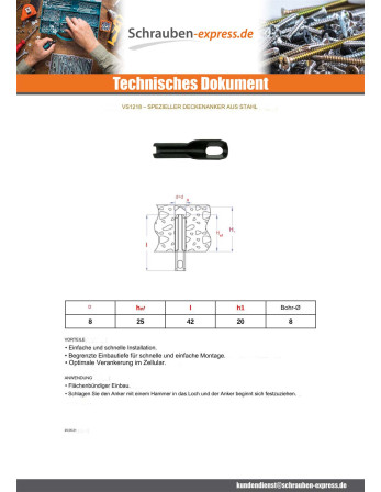 1 x Dübel Für DECKE Und BELEUCHTUNG 8x42
