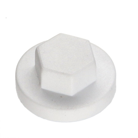 1 x Kappe Sechskantkopf Polyethylen RAL9010 reinweiß für Bohrschrauben oder Blechschrauben Ø 4,8-5,5