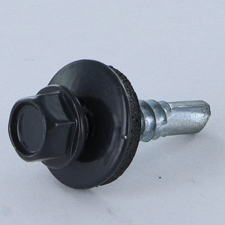 1 x Selbstbohrende Schrauben Sechskantkopf 5,5 x 25 Scheibe mit EPDM Neopren-Dichtung Verzinkt RAL7016 anthrazitgrau