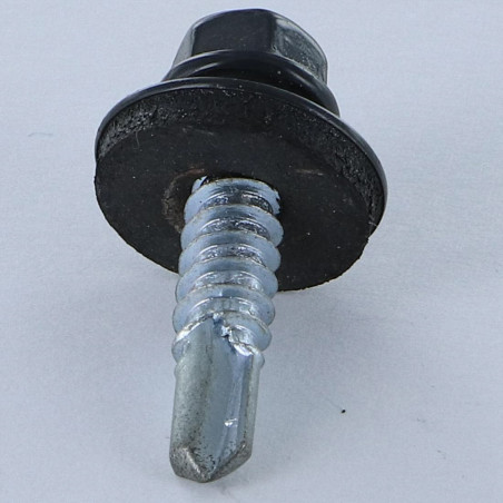 1 x Selbstbohrende Schrauben Sechskantkopf 5,5 x 25 Scheibe mit EPDM Neopren-Dichtung Verzinkt RAL7016 anthrazitgrau