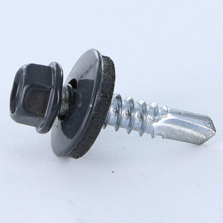 1 x Selbstbohrende Schrauben Sechskantkopf 5,5 x 25 Scheibe mit EPDM Neopren-Dichtung Verzinkt RAL7016 anthrazitgrau