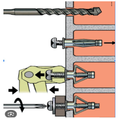 1 x Metalldübel für Gipskarton Mit Schraube M4X67 RAWLPLUG