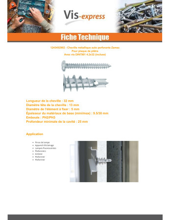 1 x Metalldübel Selbstbohrende Schrauben...