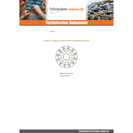 1 x SCHEIBE Für Dübel Isolierung Durchmesser 90 Nylon