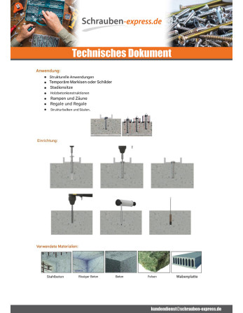 1 x Betonschraube Kopf Flachkopf TORX 6X60...