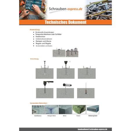 1 x Betonschraube Kopf Flachkopf TORX 6X60 Verzinkt