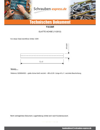 1 x Bolzen Glatt 6X324 TOL +0/-0,5 mm Verzinkt