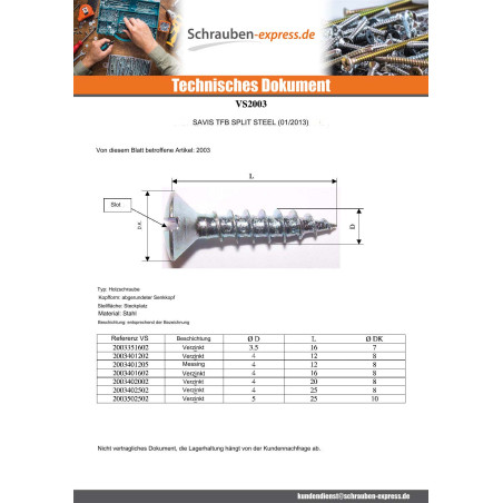 1 x Spanplattenschrauben Flacher Senkkopf Gespalten 4X12 Vermessingtem Stahl