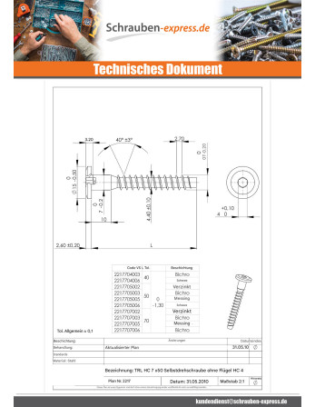 1 x Winkelbeschlagschraube Confirmat Breiter...