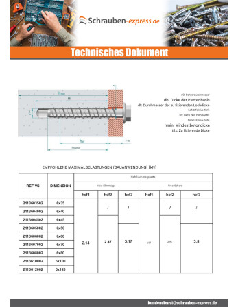 1 x Betonschraube Sechskantkopf Kreuzschlitz...