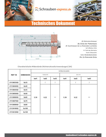 1 x Betonschraube Sechskantkopf Kreuzschlitz...