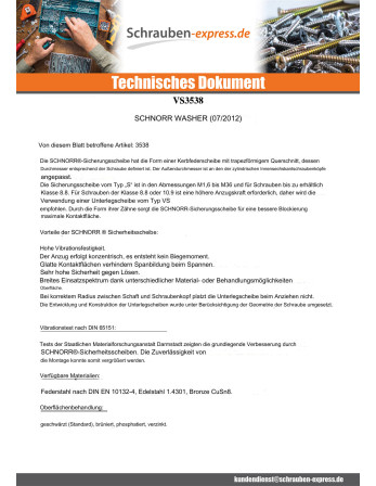 1 x Scheiben/Unterlegscheibe SCHNORR M5...