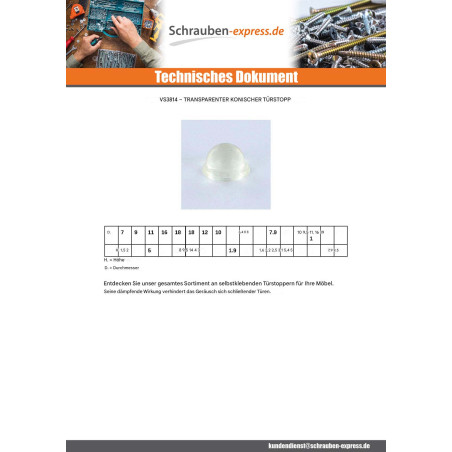 1 x Transparente selbstklebende Türpuffer 9,5 x 5,4