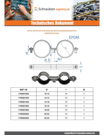 1 x Doppelter schalldichter Befestigungskragen...