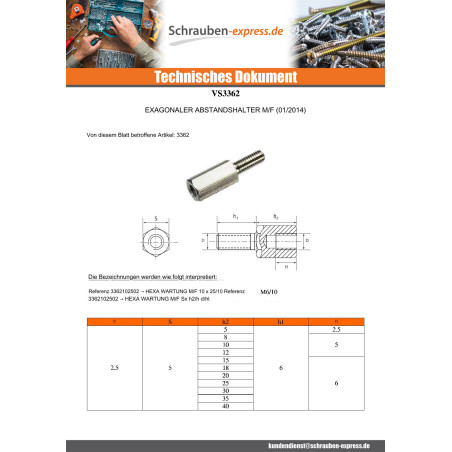 1 x Kupplungsmutter Sechskant Männlich weiblich M3/8 5x18 Mit Gewinde 8 Verzinkt