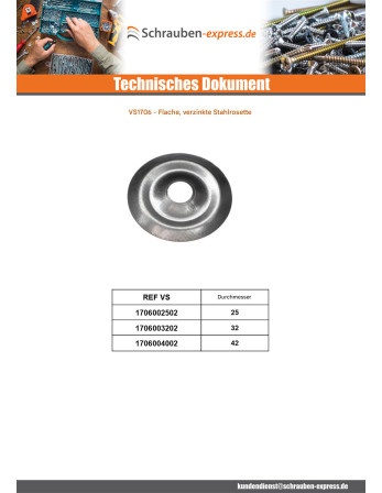 1 x Flache Rosette 32 Verzinkt