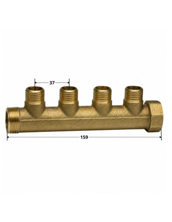 1 x Verteiler 4 Ausgänge 26x34 (1") Männlich...