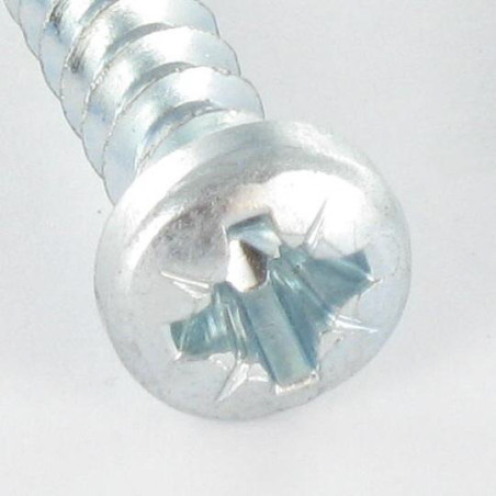 1 x Schraube PVC Zylindrischer Flachkopf Pozi 6X29 Gewinde 40 degrees Verzinkt