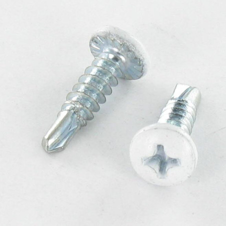 1 x Selbstbohrende Schrauben Zylindrischer Halbrundkopf Phillips 3,9 x 19 Verzinkt LAQ RAL9010 reinweiß