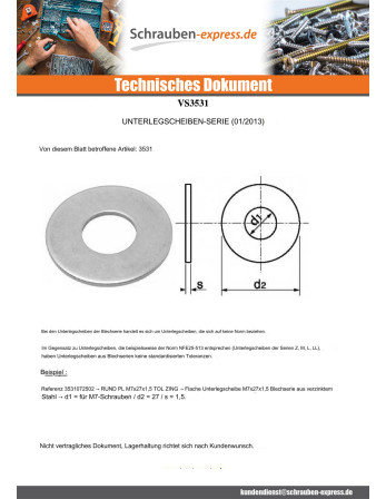 1 x Scheiben/Unterlegscheibe Flach M4x24x1,2...