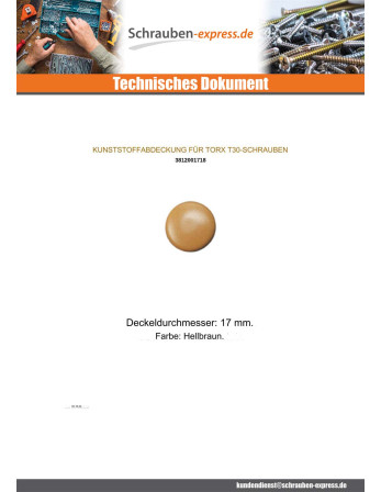 1 x Schraubenkopfabdeckung T30 Kopf-Durchmesser...