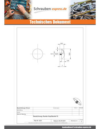 1 x Abdeckkappe RUNDEN. Messing Durchmesser 15...