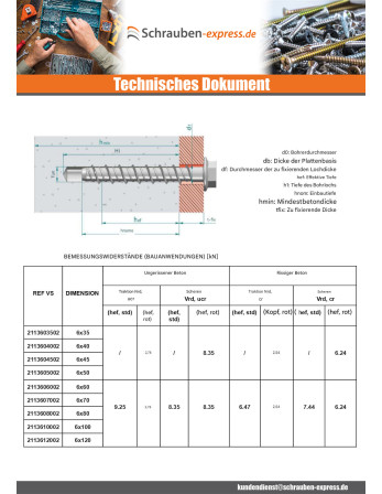 1 x Betonschraube Sechskantkopf Kreuzschlitz...