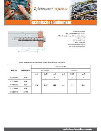 1 x Betonschraube Sechskantkopf Kreuzschlitz...