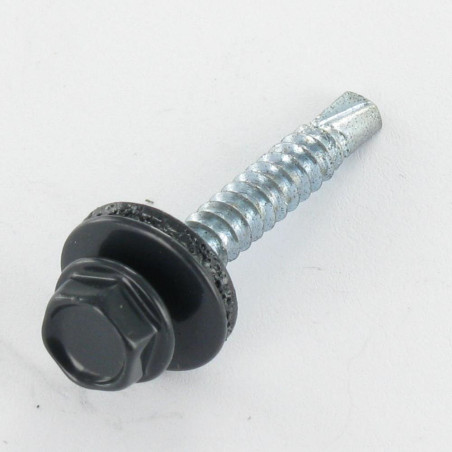 1 x Selbstbohrende Schrauben Sechskantkopf 4,8 x 35 Scheibe mit EPDM Neopren-Dichtung Verzinkt RAL7016 anthrazitgrau