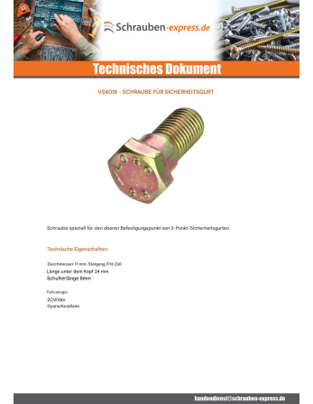 1 x Sicherheitsgurtschrauben 7/16" X 24 Dichromat