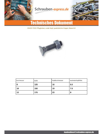 1 x Kopfschraube (mit Mutter) Ovalkopf...