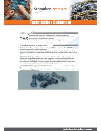 50 x Kopfschraube (mit Mutter) Sechskantkopf...