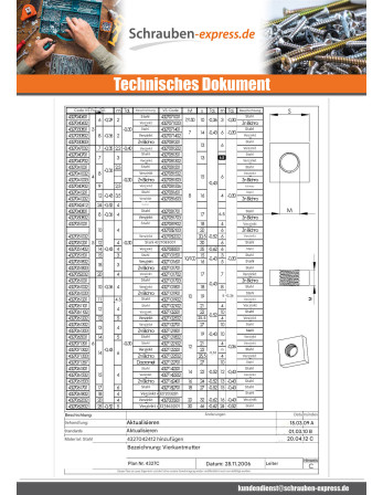 1 x Vierkantmutter M6 10x10x4 Verzinkt