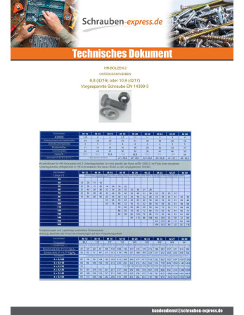 50 x Kopfschraube (mit Mutter) Hohe...