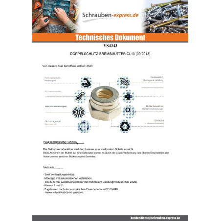 1 x Sicherungsmutter Dichromat DAH M14 gewinde 150 Klasse 10