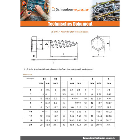 1 x Schlüsselschrauben 10x200 Hohe Korrosionsbeständigkeit Stahl feuerverzinkt