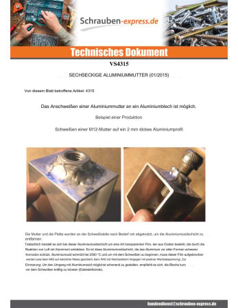 1 x Sechskantmutter M3 Aluminium