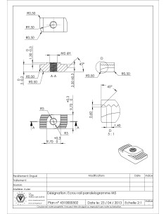 Muttern Schiene PARALELOGRAM M5 Verzinkt