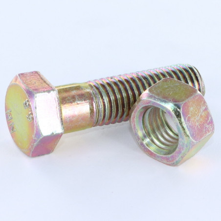 1 x Kopfschraube (mit Mutter) Sechskantkopf M12x20 Dichromat