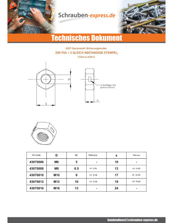 1 x DIN 980 Sechskantmutter mit Klemmteil...
