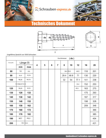 1 x Schlüsselschrauben 10x210 Dichromat